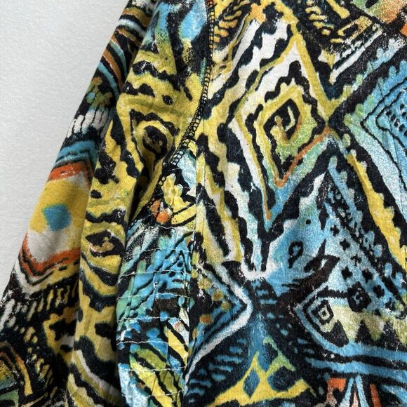 Chicos Full Zip Jacket Size 2 Large Tribal Art To Wear Long Sleeve Smocked Back - Picture 4 of 14